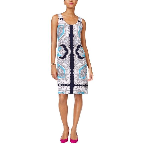 I.N.C Womens Printed Sheath Dress, Blue, NWT - Picture 1 of 1